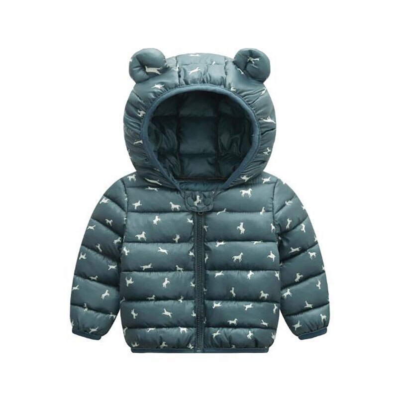 Winter Warm Baby Jassen Meisjes Jongens Kids Jassen Hooded Lange Mouwen Katoen Cartoon Baby Kleding Mode Peuter Bovenkleding Herfst: Green / 24M