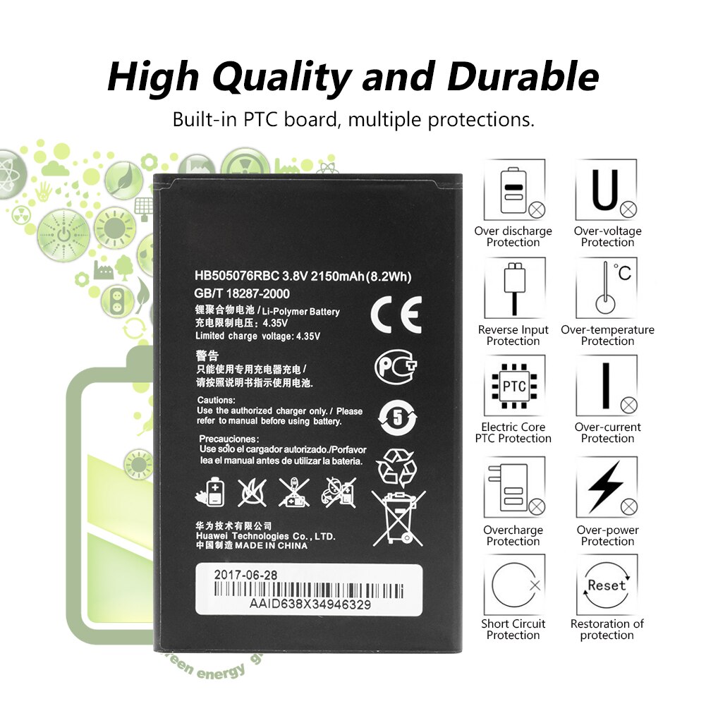 Ycdc suurikapasiteettinen litiumioni-litium-korvaava  hb505076 rbc-akku huawei  y3 ii lua -l21 lua -u22 lua -a22 lua -u02 lua -l02