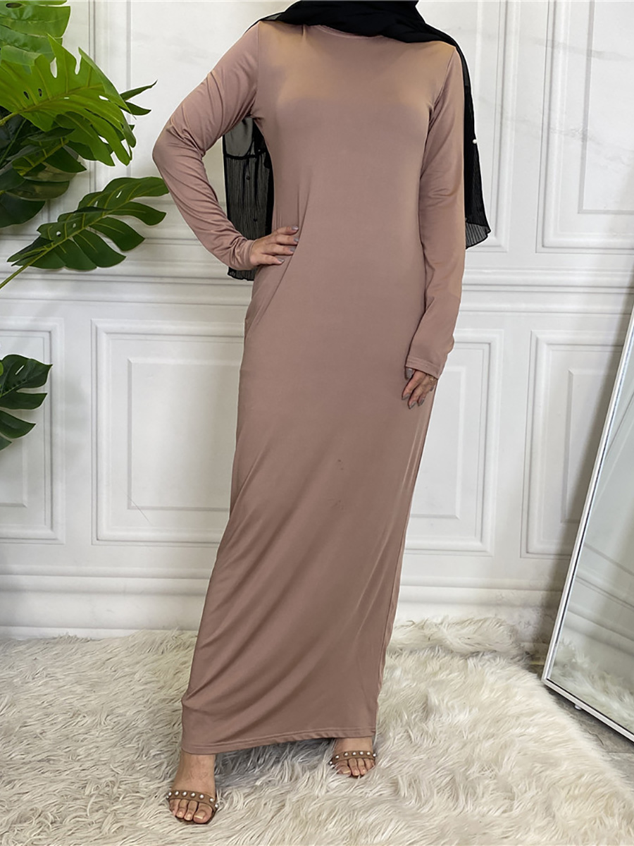 Vestido Abaya modesto para mujer, Vestido informal con cuello de tortuga, Hijab, Vestido interior musulmán para mujer, Maxi bata caftán turco, ropa islámica