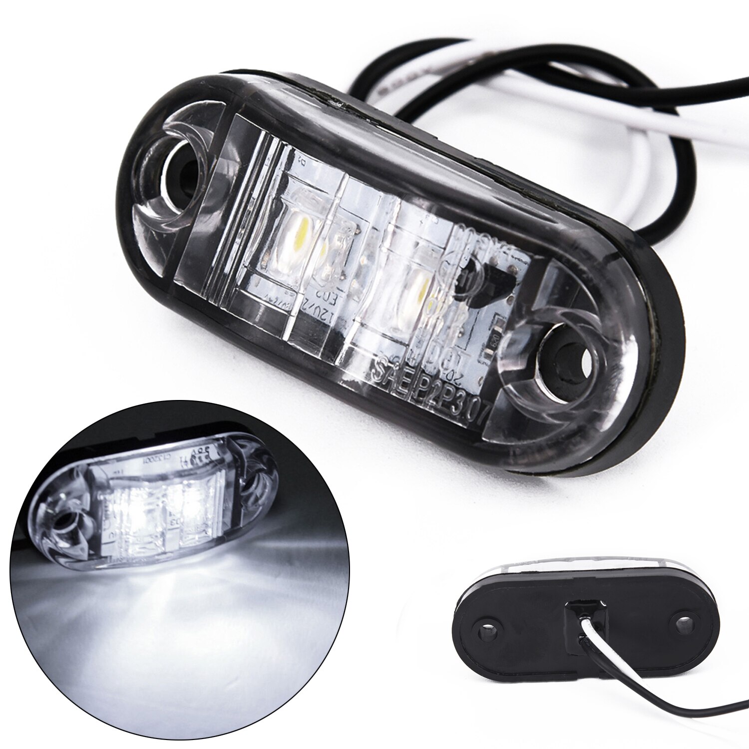 LED White Side Marker Clearance Light Lamp Kit Car Truck Trailer Caravan 10V-30V