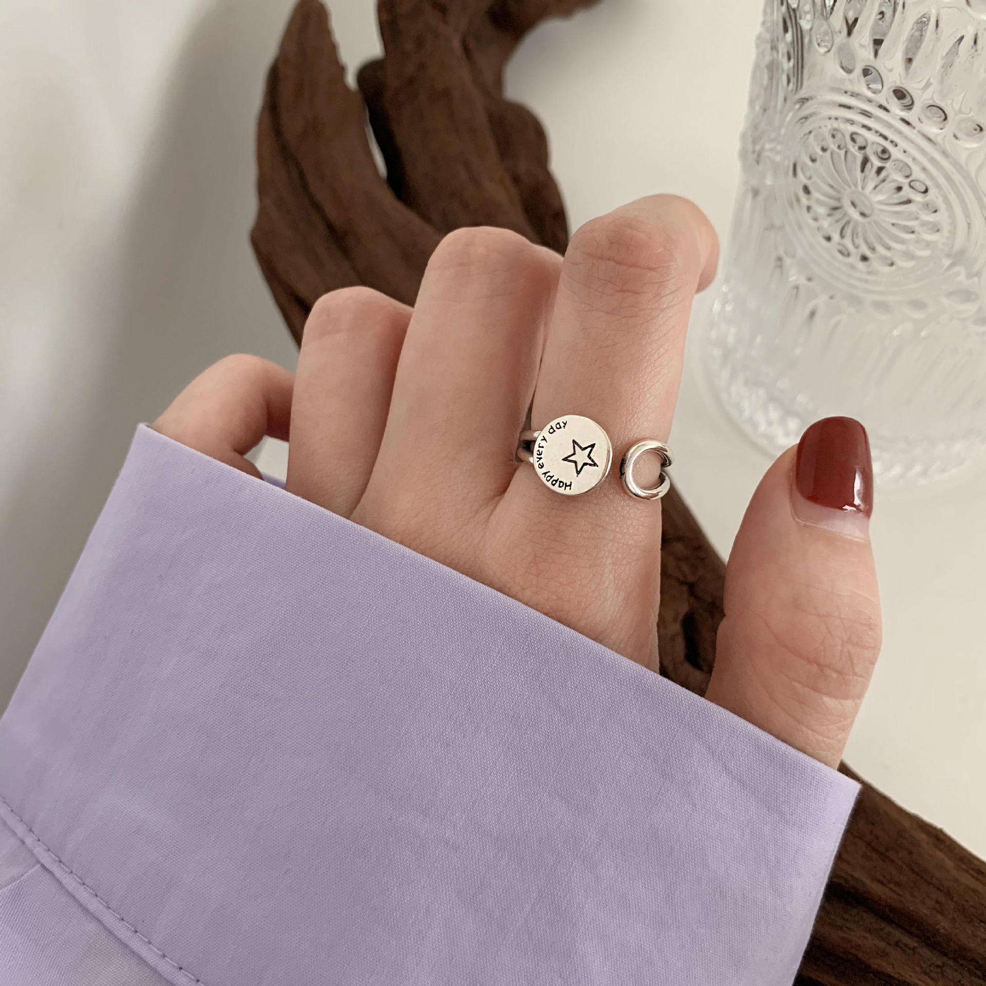 ANENJERY 925 Sterling Silver Combination Rings for Men Women Retro Personality Niche Chain Rings Party Jewelry: S-R585