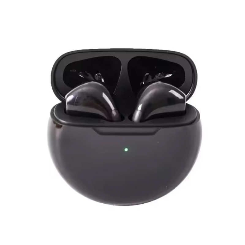 Fones de ouvido PRO6-Wireless, compactos e portáteis, fones de ouvido sem fio intra-auriculares com mini pontas de ouvido e estojo de carregamento: Preto