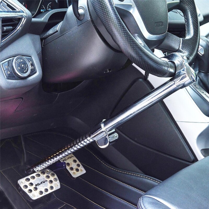 Bil ratlås rustfri tyverisikring kobling lås udtrækkelig bremselås universal bil rat kobling bremselås