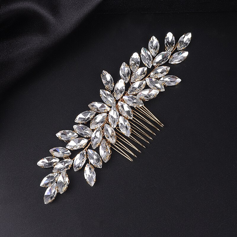 Accesorios para el cabello de boda con diamantes de imitación, tocado de novia de oro plateado, peine para el cabello, tocado para mujer, adornos