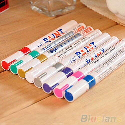 Stylo marqueur de peinture Permanent | Pneu de voiture étanche 12 couleurs, bande de roulement en caoutchouc, stylo de peinture Permanent en métal