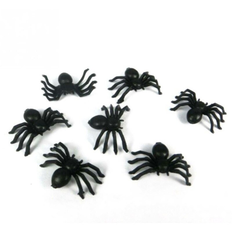 Mini Plastic Spider Prank Grapje Verjaardag Speelgoed Diy Party Decoratieve Props: 100pcs