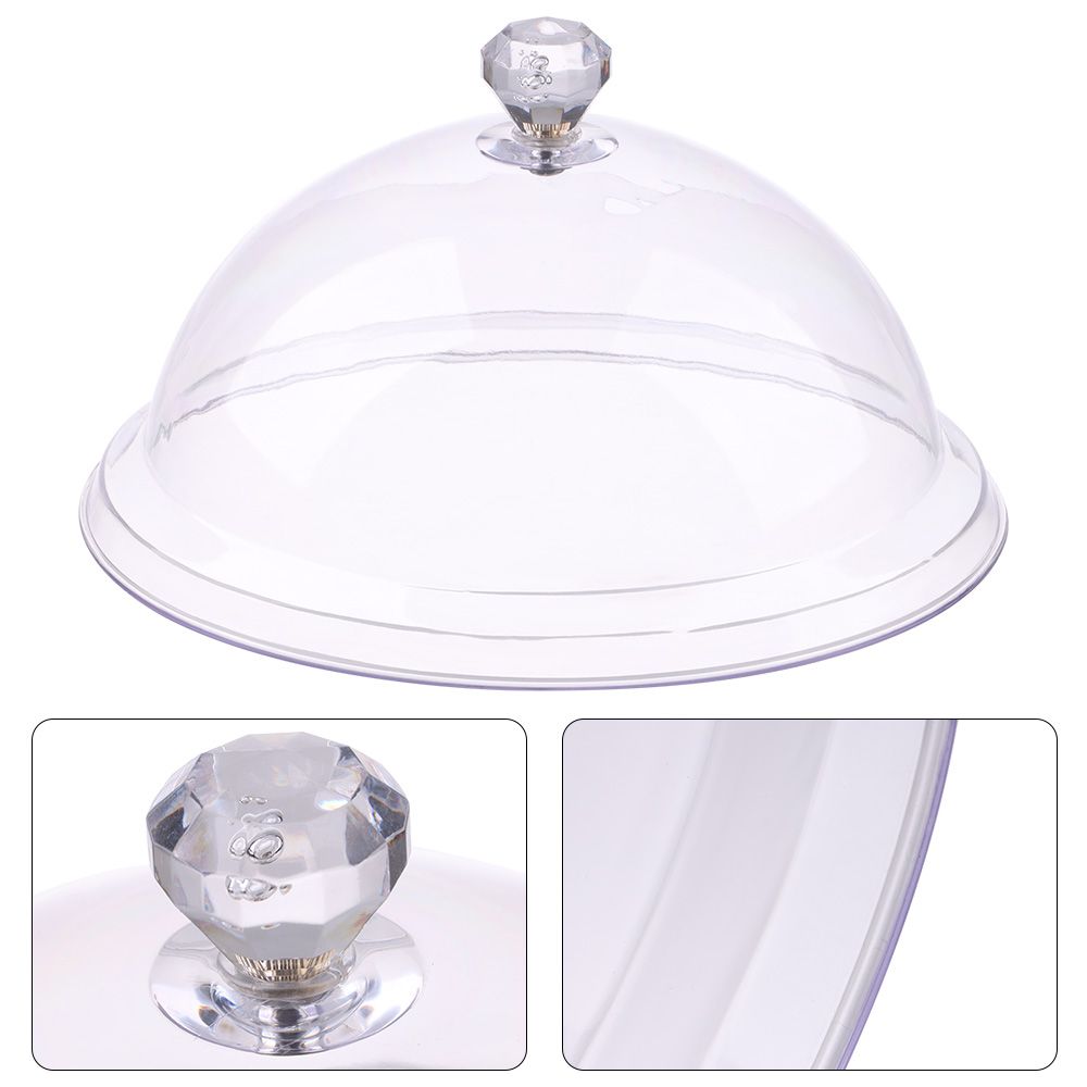 Acrylic Dessert Storage Tray Round Dish Dust-Proof Food Cover Cake Bread Plate Fruit Display Holder Food Cover
