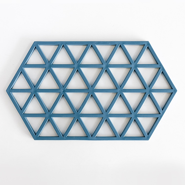 Nordisk stil blått rött rutnät hexagon form silikon koppmatta halksäker isoleringsplatta heminredning köksredskap för kruka tallrik kopp skål: Blå c