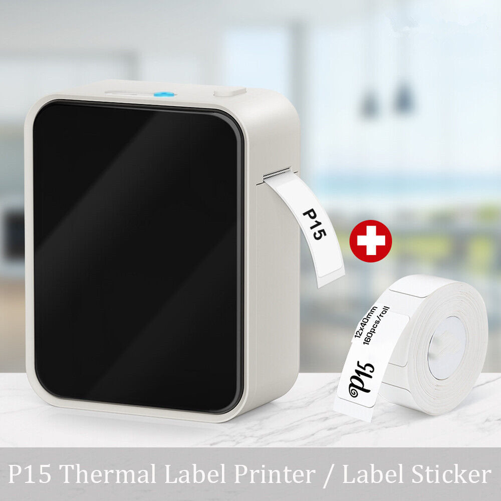 Marklife P15 Thermal Label Printer Similar as D11 D110 D101 Labeling Machine Wireless Bluetooth Label Maker With Label Sticker: WHITE