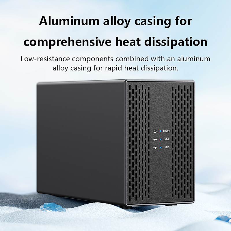 Blueendless Dual Bay Shell Heat Dissipation 3.5 USB 3.0 External Type C Dual Hard Drive Enclosure SATA Array Box HDD Server case