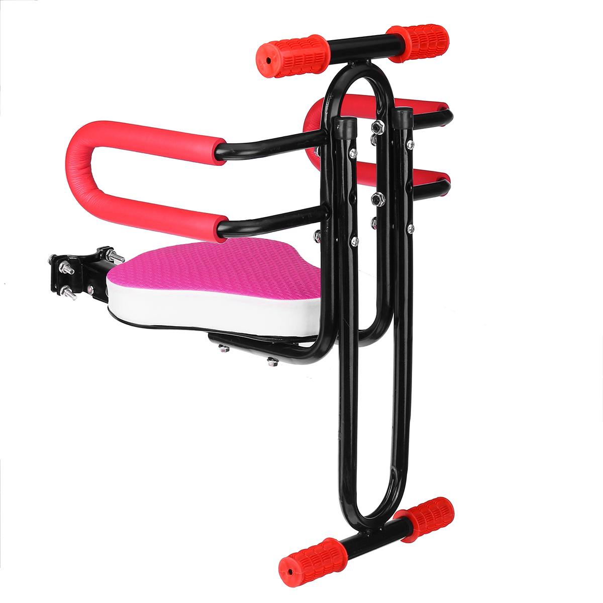Selle de vélo détachable Tube en acier cadre de siège vélo électrique pliant siège avant selle enfants enfant enfant pliable plaque de siège: Rose