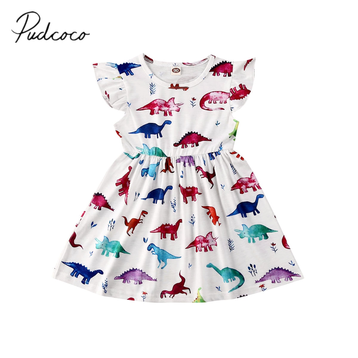 Baby sommer tøj toddler børn baby piger kjoler farverige dinosaur kjole fest prinsesse blomster tøj