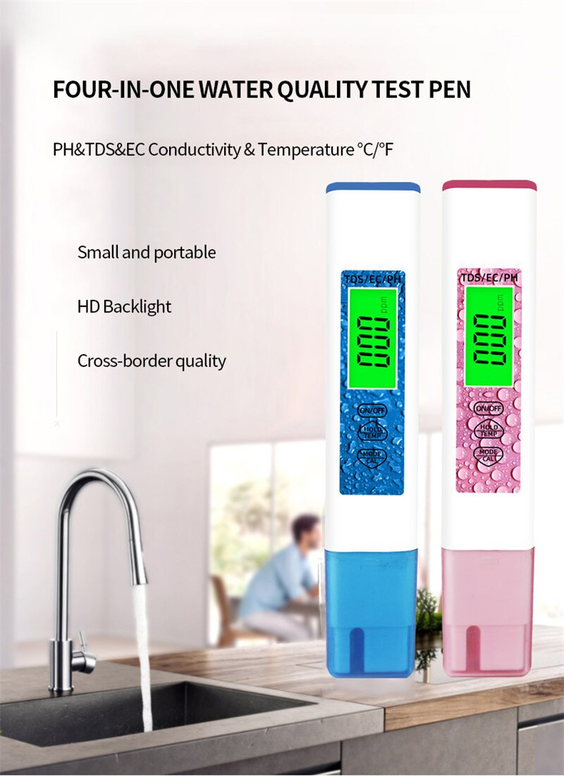 4 In 1 Ph/Tds/Ec/Temp Meter Hoge Precisie Voor Wat... – Grandado