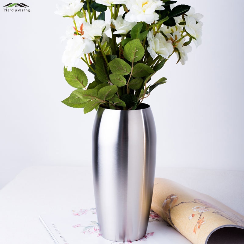 Blumen Vasen Tafelaufsatz Vase Metall Silber Tabletop Blume Halfter Edelstahl für Heimat Dekoration Beste G019