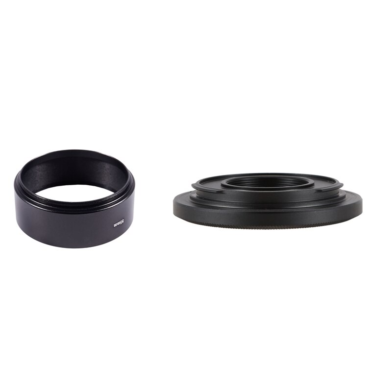 1 Pcs Replacement Screw In Mount 55Mm Camera Metal Lens Hood &amp; 1 Pcs C-Mount Cine Movie Lens