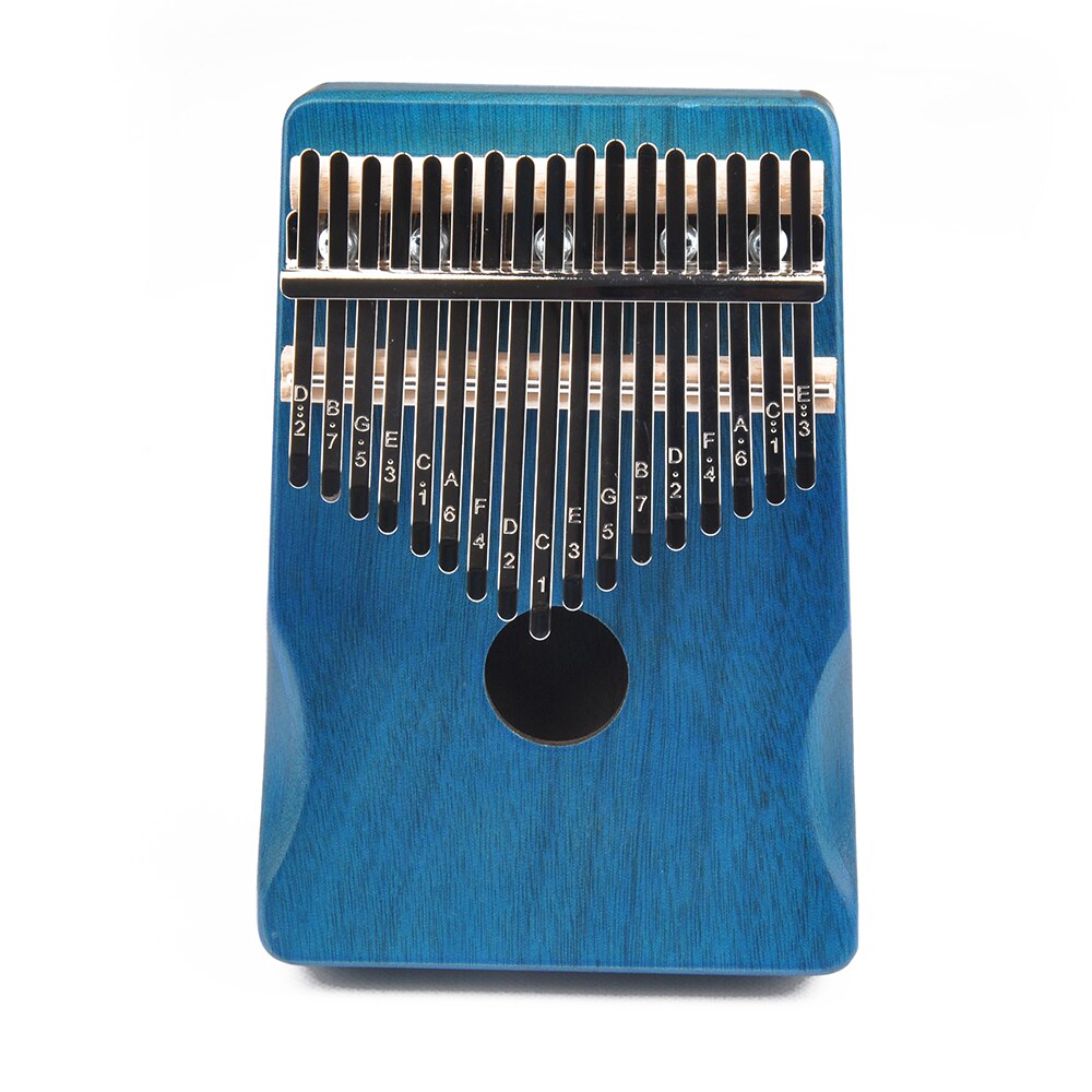 Piano 17 chave kalimba mbira caixa de música calimba mini dedo piano mogno instrumento musical de madeira 21 teclas 30 chave máquina: 08 Blue