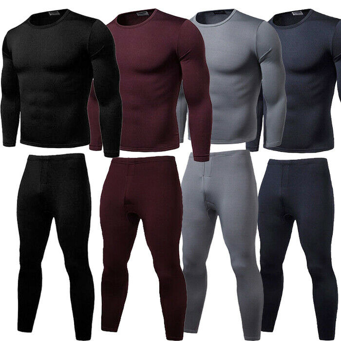 Men Autumn Winter Warm Velvet Inner Wear Thermal Underwear Long Johns Pajama Set Male Solid Warm Winter Long Underwear Set