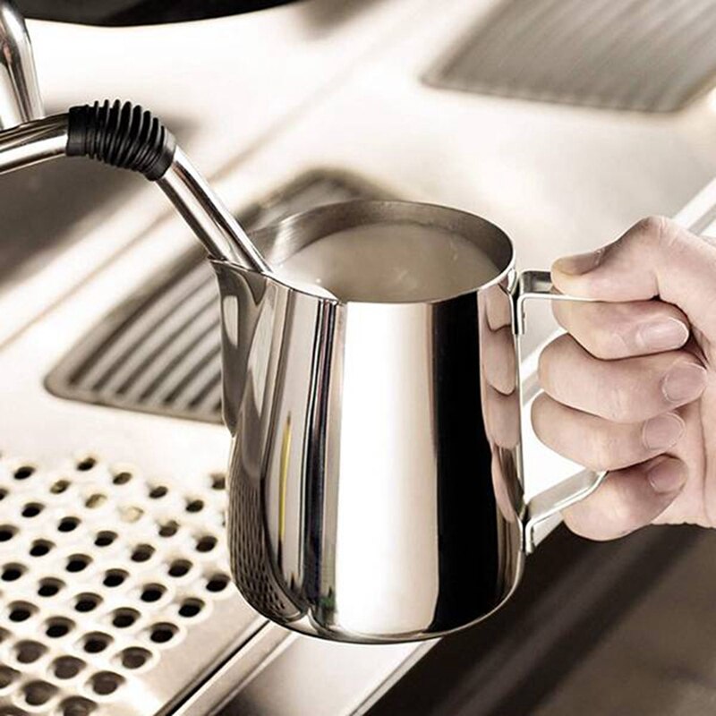 Mælkekande kande ,600 ml mælkekande med skala [kop, ml, ounce], mælkekande kop i rustfrit stål kaffe latte kande