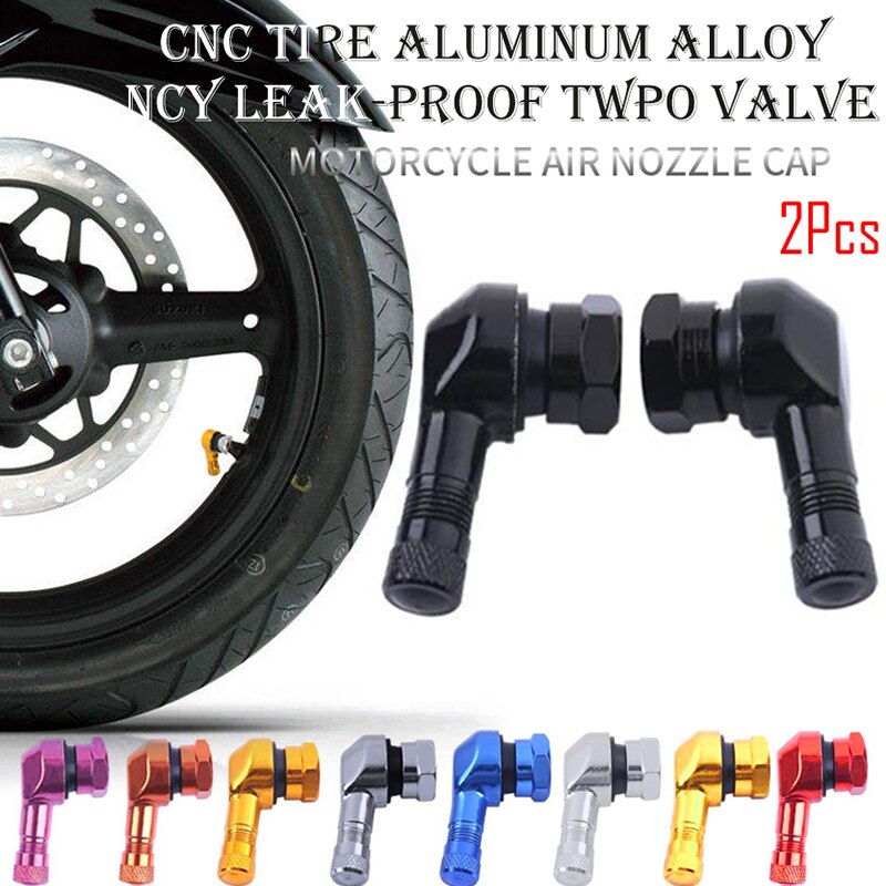 2 stk 90 graders vinkel aluminiumslegering ventil stilk motorcykel hjul dæk slangeløs ventil stilke til fælg hjul dele cnc motorcykel fælg