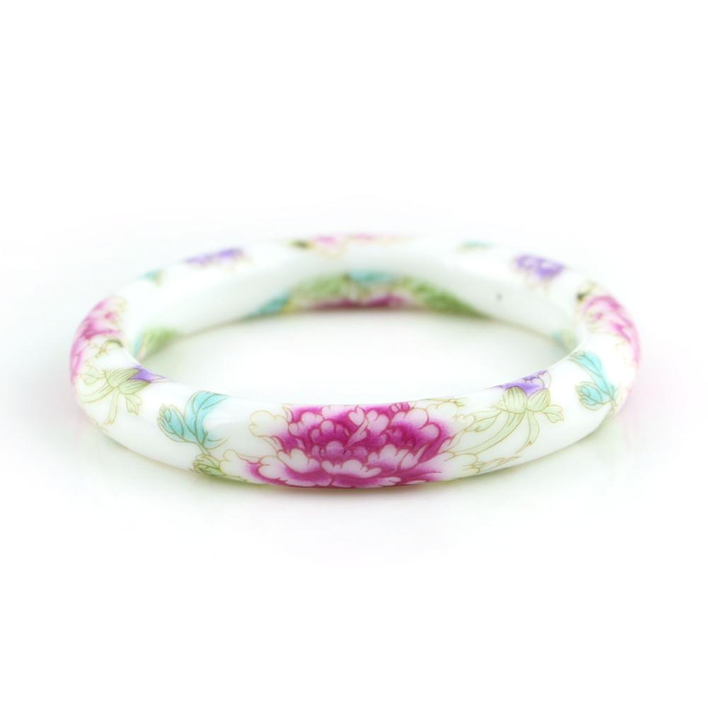 vintage flower ceramics bangles chinese traditional Classic jewelry Accessory china classic: pink flower
