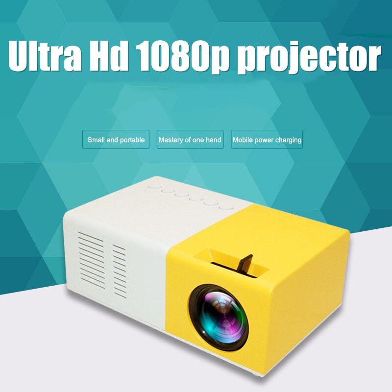 Projector Mini Portable Home Theater Office HD 1080P Entertainment Built-in Speaker FKU66