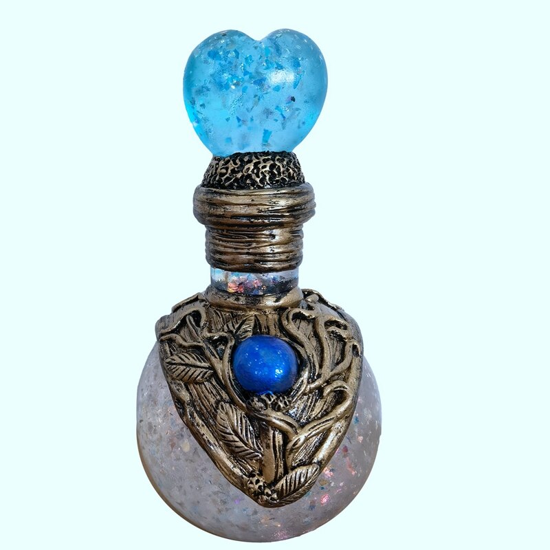 Magic Moon Bottle for Magic Potion Resin Decoration Handmade Crystal Gemstone Wishing Bottles for Her: mottled