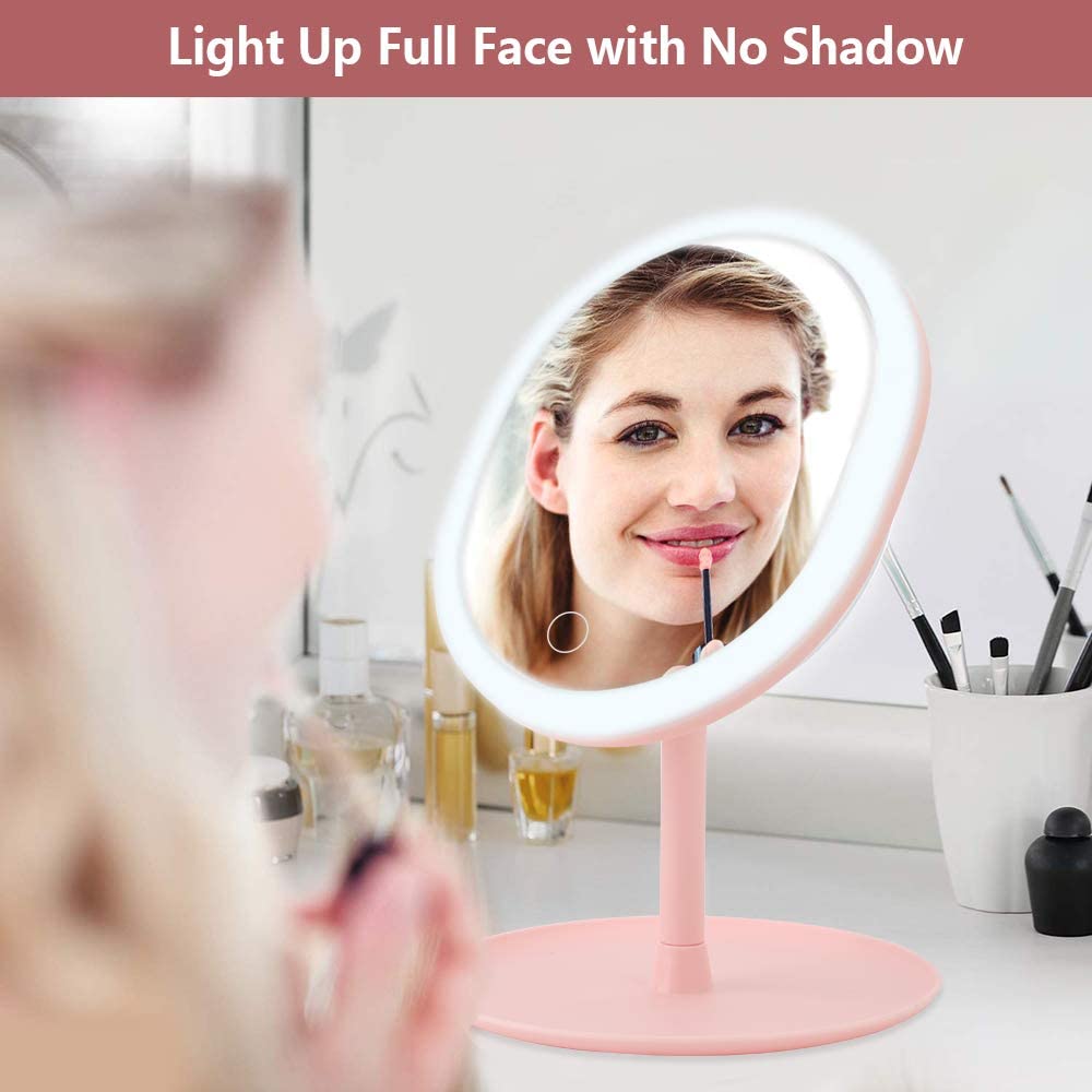 Maquillaje LED espejo USB Smart Touch Control iluminado maquillaje vanidad Stand Up escritorio anillo espejo de luz Led para espejo de tocador almacenamiento