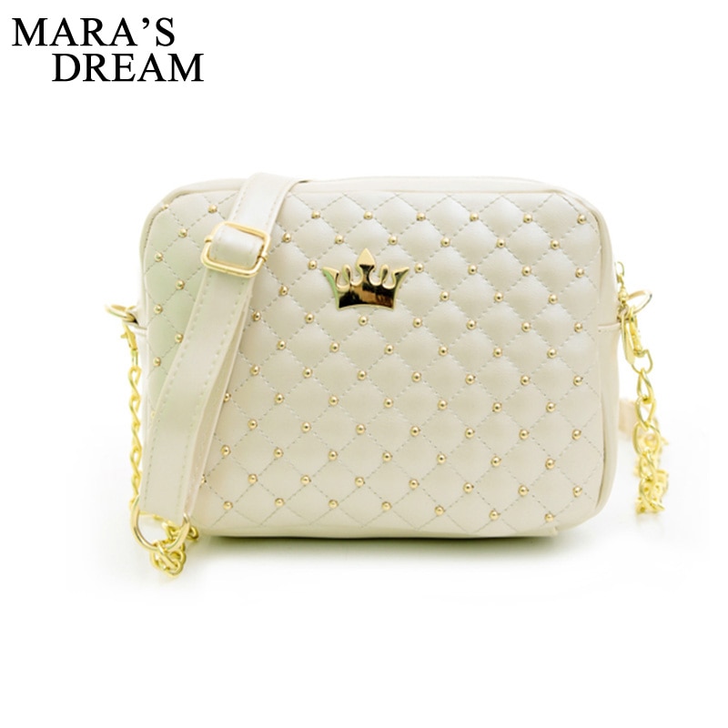 Maras drøm lille dametaske håndtaske med krone mini nitte skuldertaske kvinder messenger bag