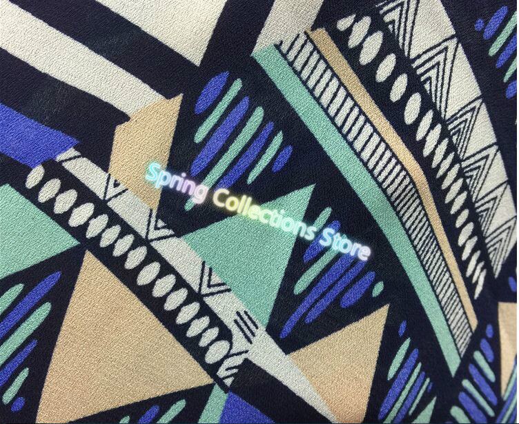 Geometrische patroon Milan gedrukt chiffon stof, zachte chiffon dunne stof voor jurk, lange strand jurk chiffon kleding tissue