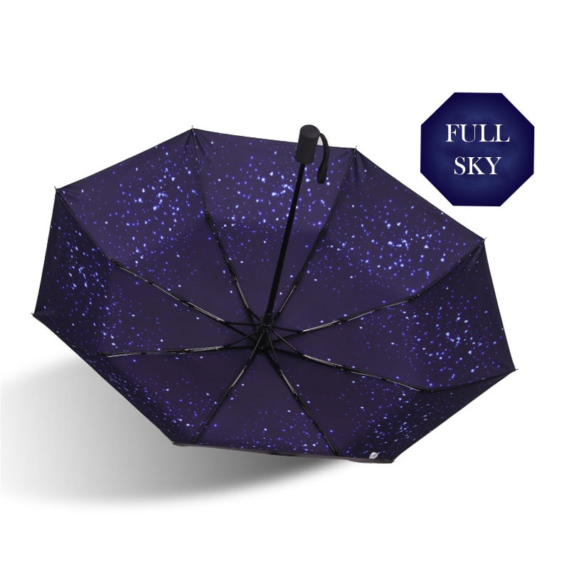 Galaxy Star Sky Women Folding Umbrella Small Five Folding Black Mini Pocket Parasol Wind Resistant Portable Sun Rainy Umbrellas