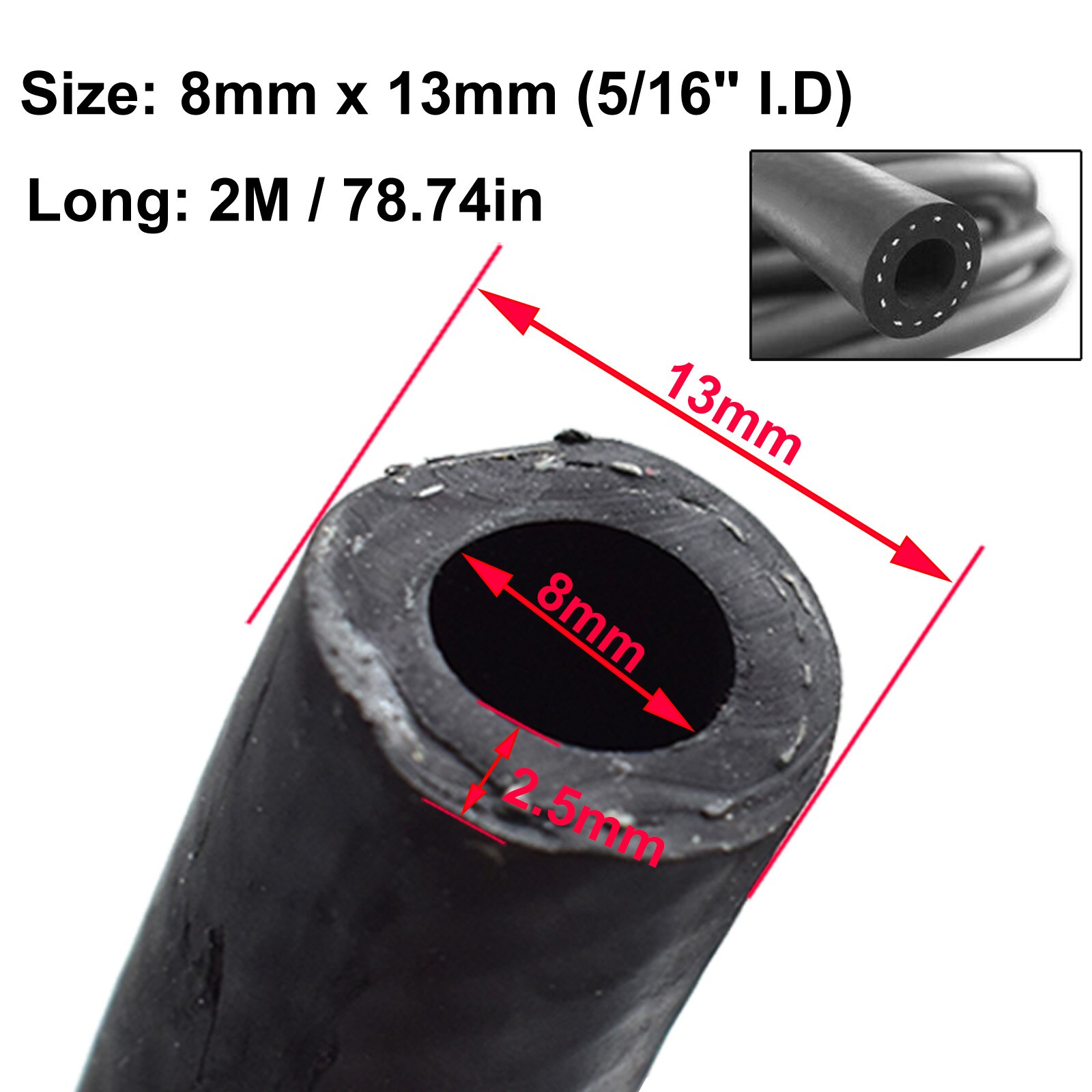 5mm 6mm 8mm 10mm Innen/10mm 11mm 13mm 15mm Außen Durchmesser auto Kraftstoff Schlauch Motor Anti-aging Gummi Luft Vakuum Öl Benzin Schlauch: 8mm x 13mm 2M