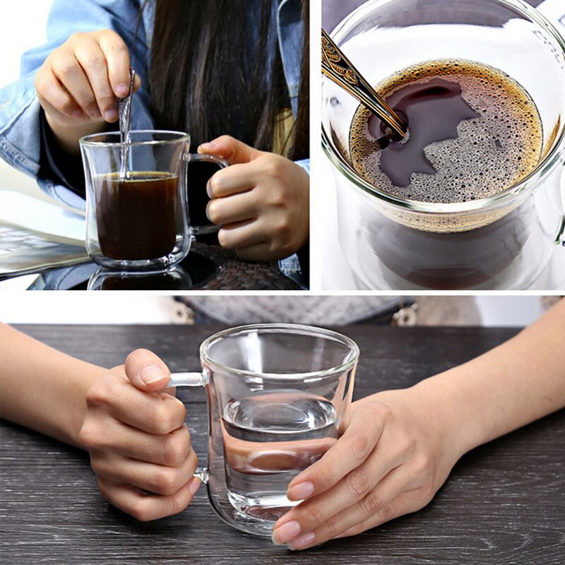 1pc dubbelwandige mok schattige beer dubbellaags glazen beker karton dier melk glas dame schattige kerst