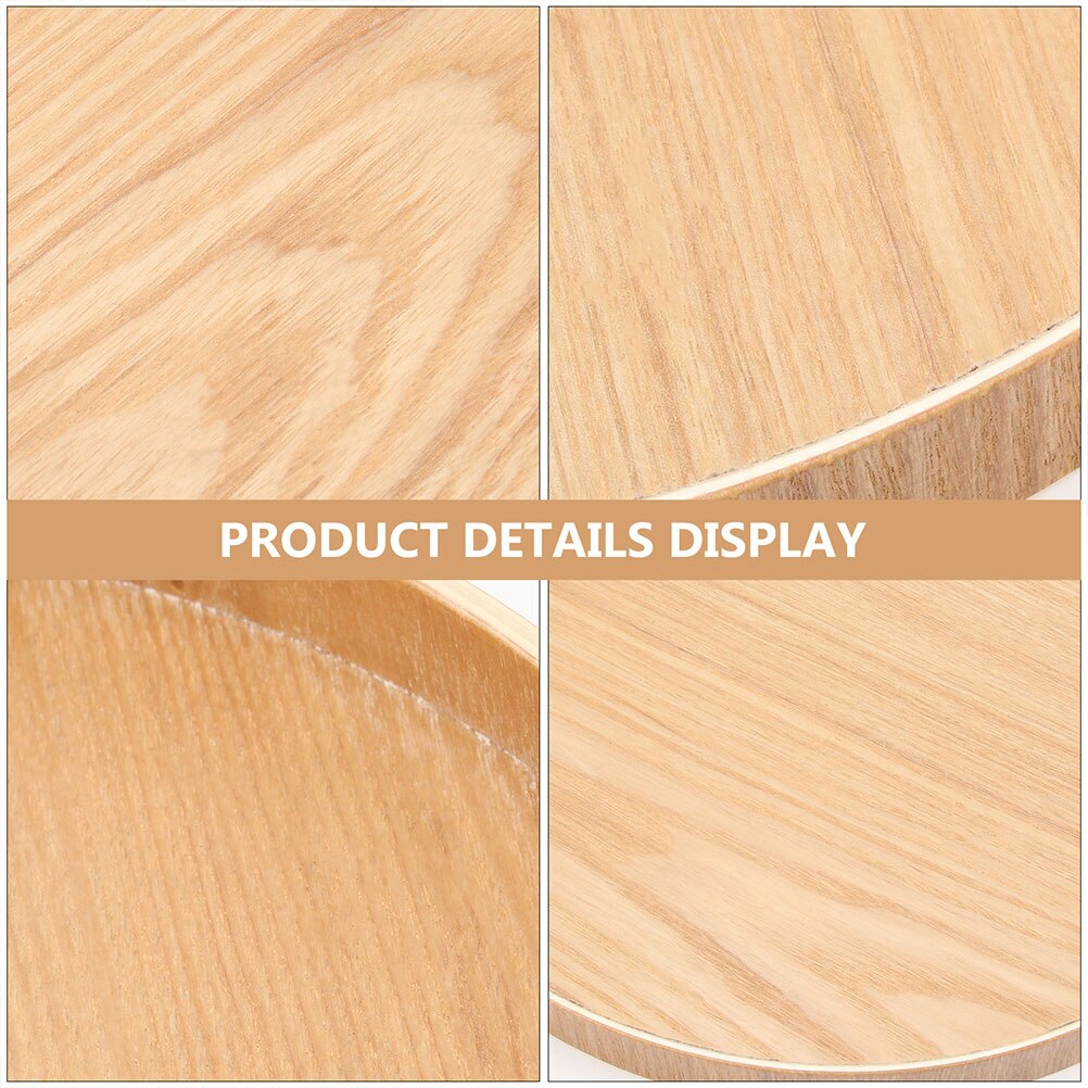 1Pc Wood Tray Round Shape Tray Fruit Plate Cup Plate Service Plate (Light Brown)