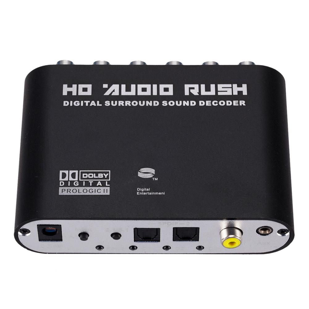 Digitaal Naar Analoog 5.1 Kanaals Stereo AC3 Audio Converter Optische Spdif Coaxiale Aux Naar 6 Rca Sound Decoder Versterker
