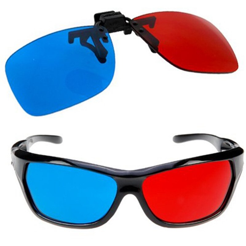 2x Rood en Cyaan Bril Past over De Meeste Recept Bril voor 3D Films, gaming en TV (1x Clip Op; 1x Anaglyph stijl)