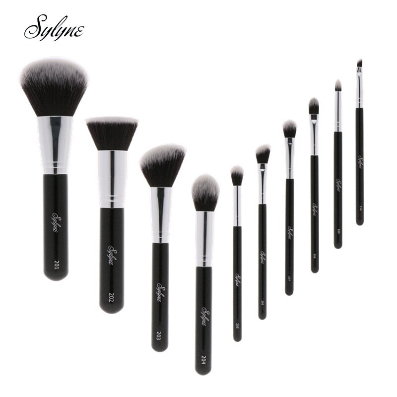 Sylyne Make-Up Borstel Set 10 Stuks Professionele Make-Up Kwasten Classic Black Foundation Make Up Brush Kit Tools.