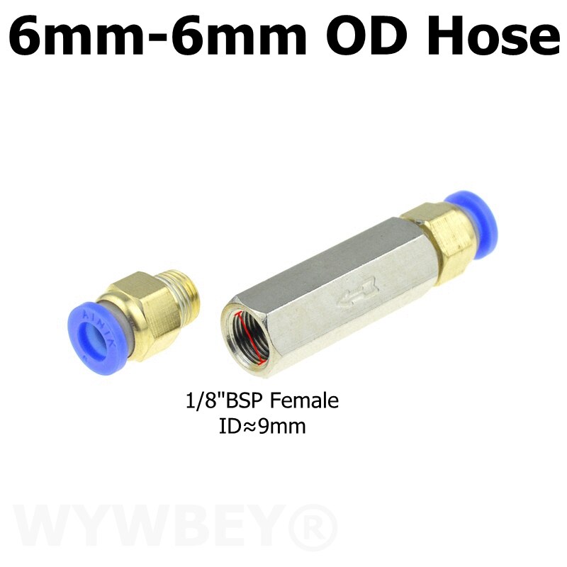 Pneumatisk backventil 6mm 8mm 10mm 1/4 od slang envägsventil luftgas enkelvägs mässingsventil luftkompressor rörkopplingsadapter: Cv-blå-pc -6mm