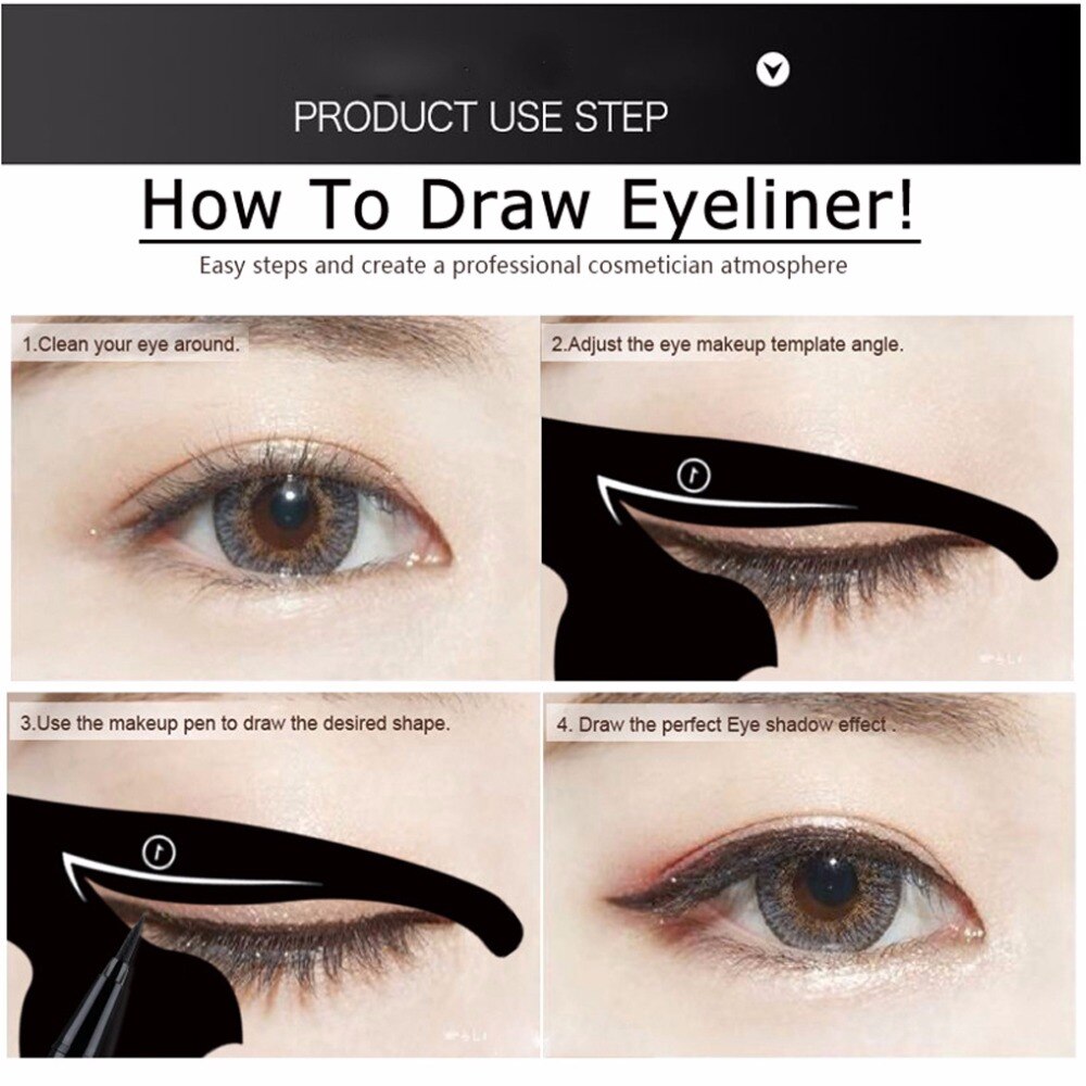 Meikkityökalu kissa eyeliner stensiili meikki eyeliner stensiilit malli muotoilija malli aloittelijoille tehokkaat työkalut 1 sarja 2pc