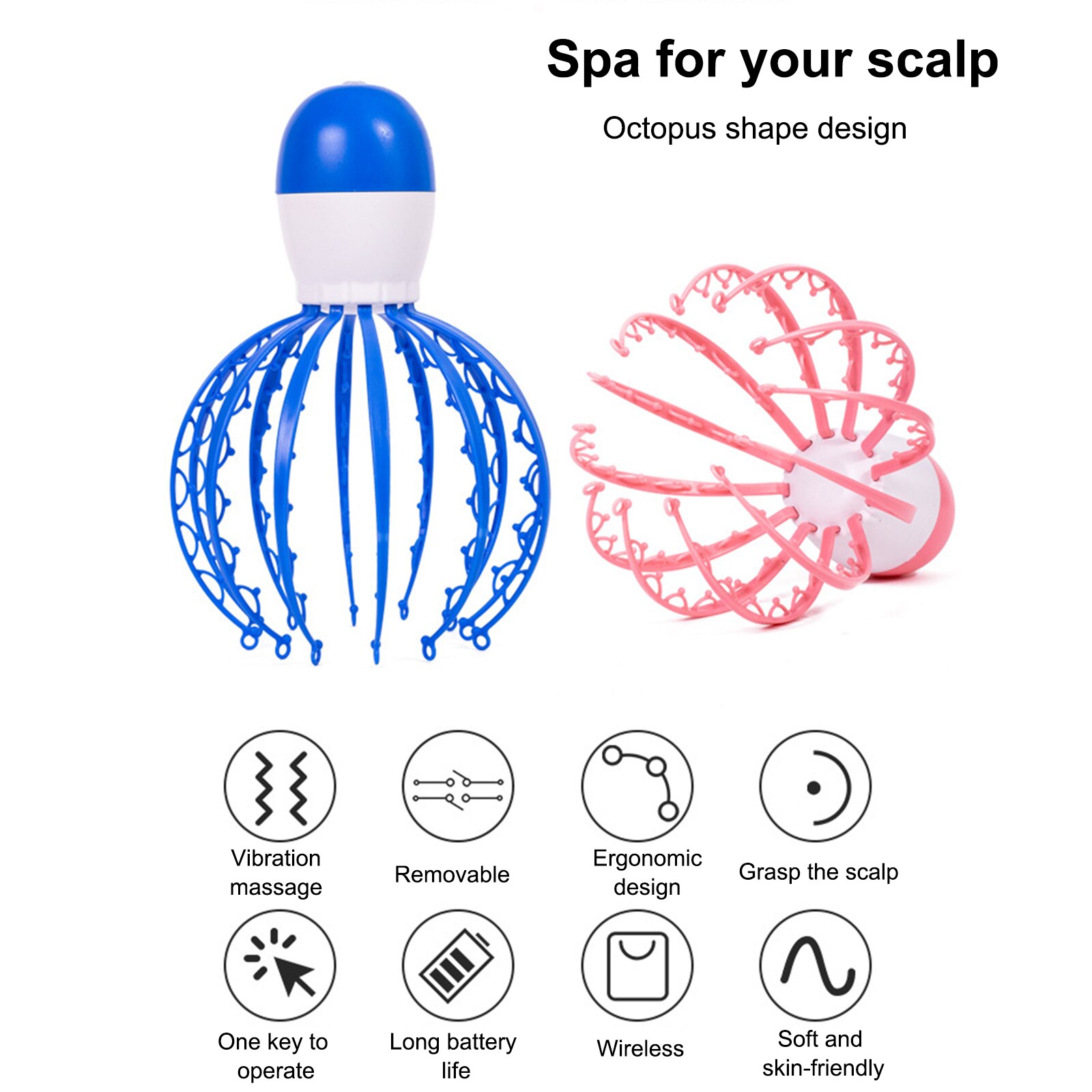Electric Head Scalp Massager Anti Stress Alleviate Fatigue Vibration Massager Claw Removable Massage Device
