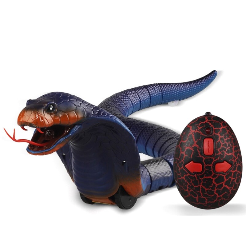 Remote control snake cobra toy animal trick scary prank toy tricky scary props funny simulation animal snake: Blue
