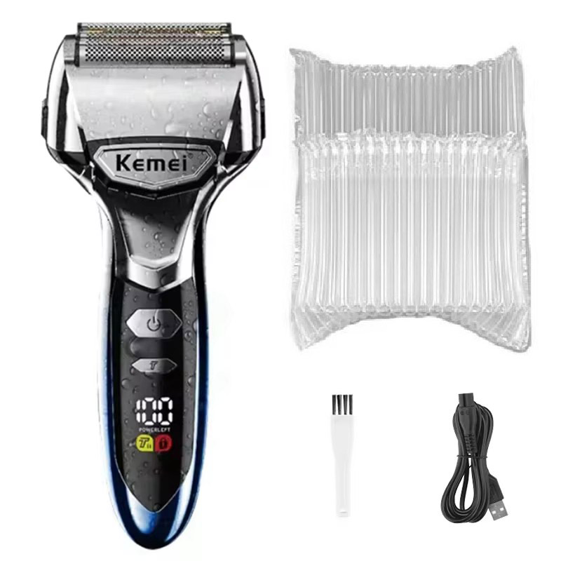 Ipx7 Waterproof Face Electric Shaver Km-3215 5 Cutter Heads Net Floating Trimmer Hair Razor Shaver: Orange