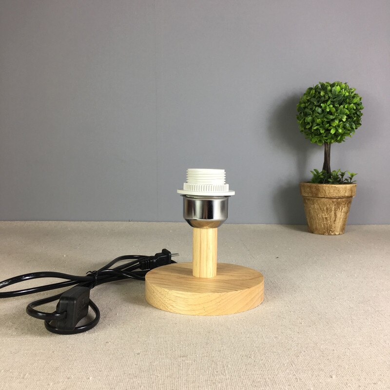 Support de lampe de Table en bois massif socle noir et blanc E27 support de lampe salon chambre chevet moderne Simple paquet de lampe de Table