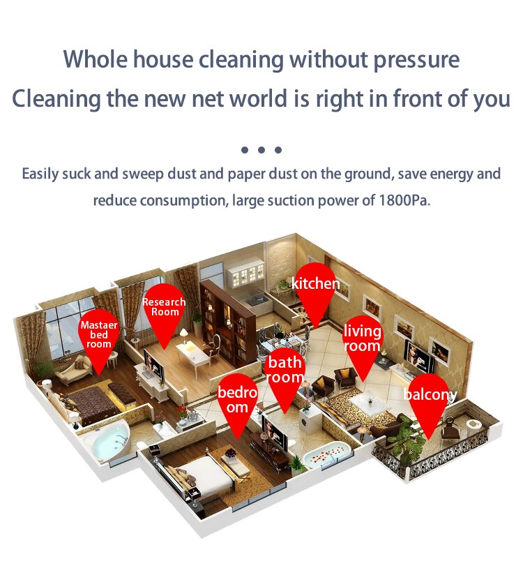2000Pa Smart Robot Vacuum Cleaner App Remote Control Vacuum Cleaner Home Blow Dry Robots Sweeping Mopping Function Path Planning