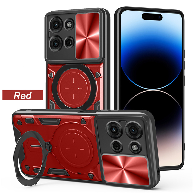 Armor Slide Lens Protection Back Cover For Motorola Moto G85 G75 G55 G35 5G Case Car Magnetic Ring Stand Shockproof Phone Cases: Blue / For OnePlus 8 5G (T-Mobile)
