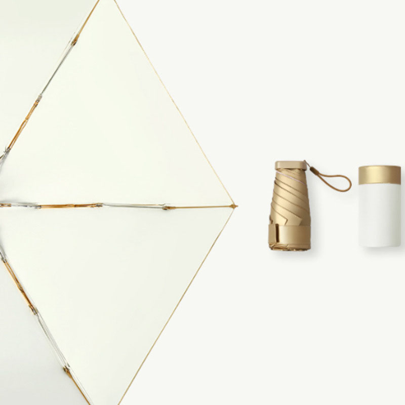 Mini Gold Umbrella Flat Five Fold Umbrella Pocket Umbrella Folding Sunny Rain Dual-use Portable UV Sunscreen Umbrella: C