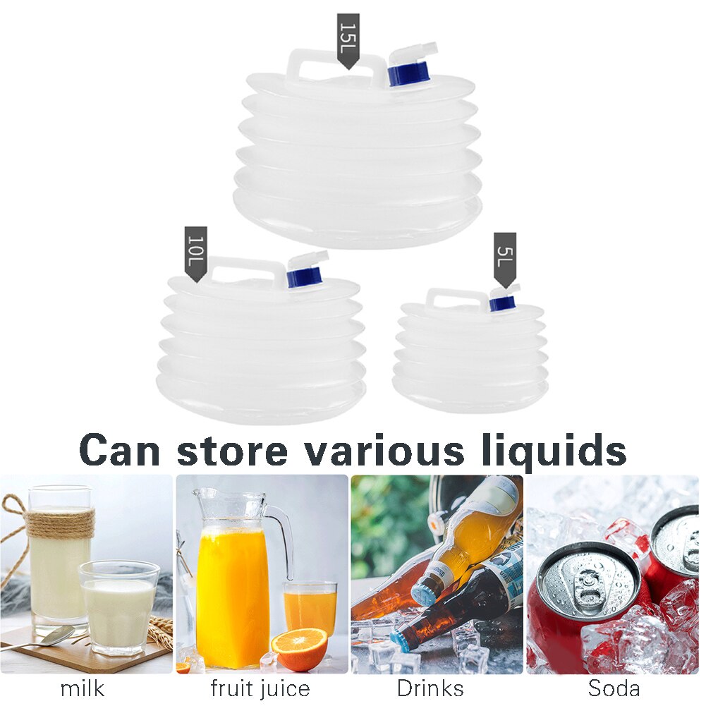 5L 10L 15L Gallon Collapsible Water Container with Spigot for Camping Hiking Portable Survival Water Storage Carrier Bag