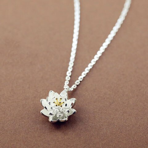 925 Sterling Silver lotus Collane &amp; Pendenti Con Gemme E Perle Per Le Donne Sterlina di Alta Qualità-argento-gioielli