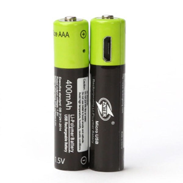 ZNTER AAA Rechargeable Battery 1.5V 400mAh USB Rechargeable Battery Universal Lithium Polymer Bateria With Micro USB Cable: 2pcs without cable
