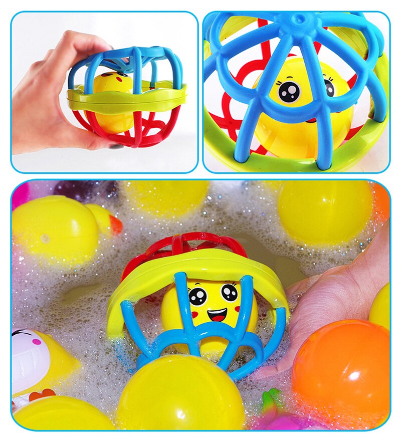 Baby ball fargerik sensorisk ball myk ring bell ball tidlig pedagogisk leke uk nyfødt hånd rangle miljø moro bite