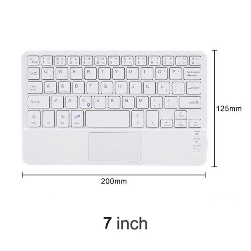 Touch Bluetooth Keyboard for Android Tablet Wireless Bluetooth Keyboard With Touchpad for iPad PC Computer Samsung Tab Tablet: 7 inch white